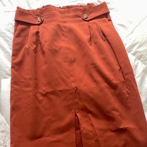 Ann Taylor Pencil Skirt w/ Cinched Waist - Rust